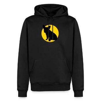 french bulldog and moon - Männer Premium Bio Hoodie - Schwarz - Vorne - Nico (187cm)