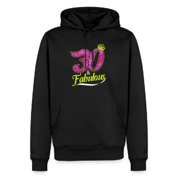 30 ans - Sweat à capuche Premium bio Homme - noir - Devant - Nico (187cm)