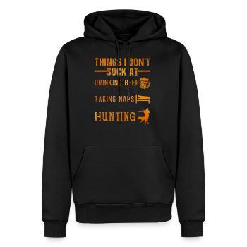 Jagen - Männer Premium Bio Hoodie - Schwarz - Vorne - Nico (187cm)