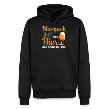 Blasmusik und Bier - Männer Premium Bio Hoodie - Schwarz - Vorne - Nico (187cm)