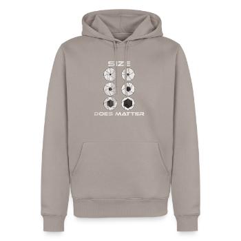 photographie - Sweat à capuche Premium bio Homme - taupe - Devant - Nico (187cm)