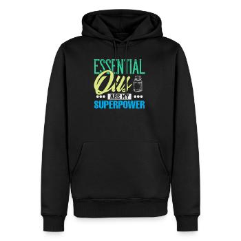 Les huiles essentielles sont ma superpuissance - Sweat à capuche Premium bio Homme - noir - Devant - Nico (187cm)