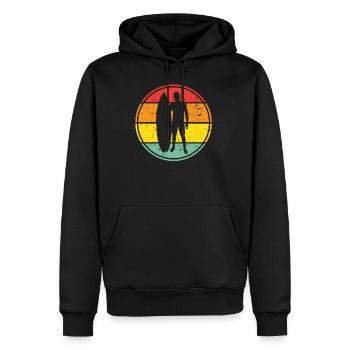 Retro Surfer Silhouette - Männer Premium Bio Hoodie - Schwarz - Vorne - Nico (187cm)