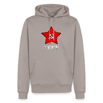 Communisme - Sweat à capuche Premium bio Homme - taupe - Devant - Nico (187cm)