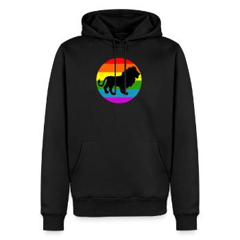 Rainbow Lion - Männer Premium Bio Hoodie - Schwarz - Vorne - Nico (187cm)