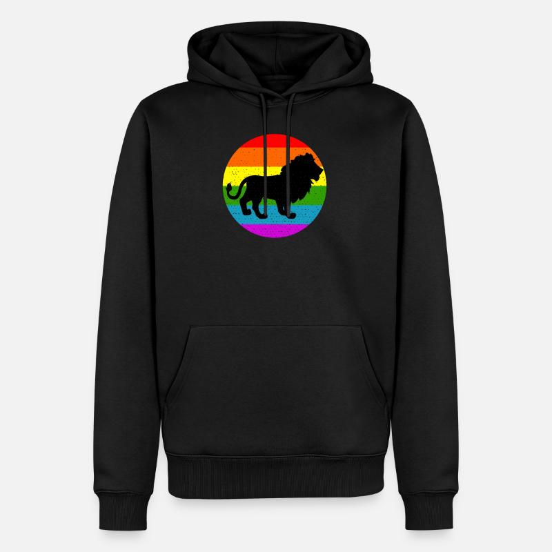 Rainbow Lion - Sweat à capuche Premium bio Homme - noir