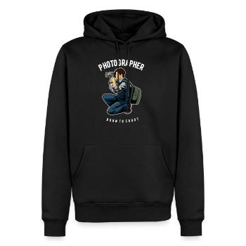Photographe né pour photographier Photographe - Sweat à capuche Premium bio Homme - noir - Devant - Nico (187cm)