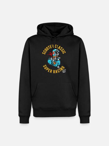 Motorroller classic Skelett - Männer Premium Bio Hoodie - Schwarz