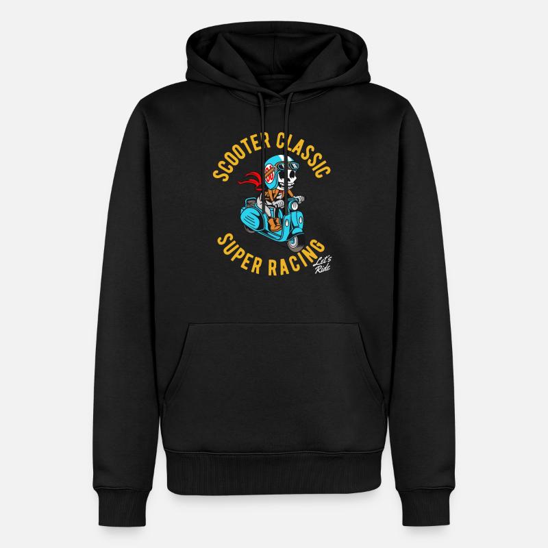 Motorroller classic Skelett - Männer Premium Bio Hoodie - Schwarz