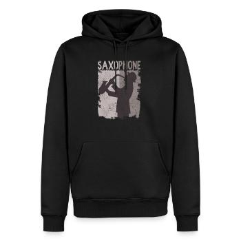 Cadeau de musicien classique jazz rétro saxophoniste - Sweat à capuche Premium bio Homme - noir - Devant - Nico (187cm)