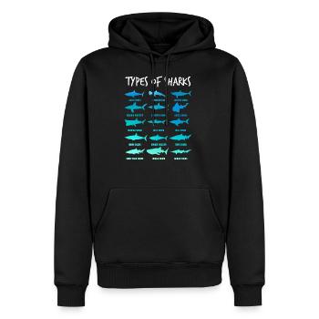 Types de requins - requin mer sous-marine - Sweat à capuche Premium bio Homme - noir - Devant - Nico (187cm)