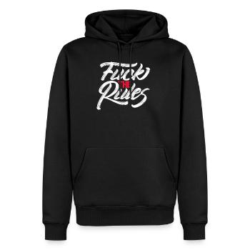 scheiss auf die regeln - Männer Premium Bio Hoodie - Schwarz - Vorne - Nico (187cm)