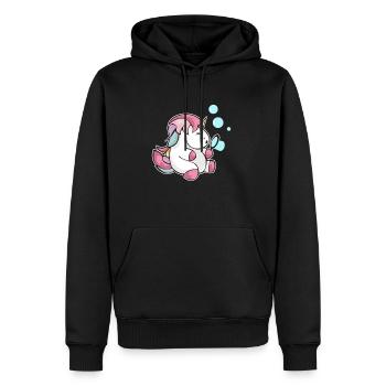 Bulles de savon Licorne soufflant un cadeau d'enfant scintillant - Sweat à capuche Premium bio Homme - noir - Devant - Nico (187cm)