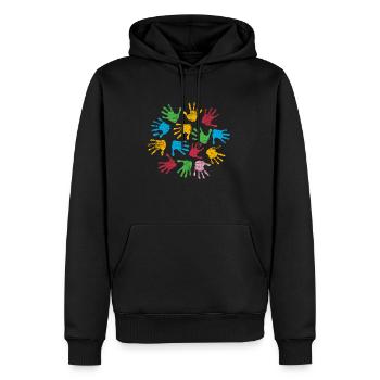 Les couleurs de jardin d’enfants - Sweat à capuche Premium bio Homme - noir - Devant - Nico (187cm)