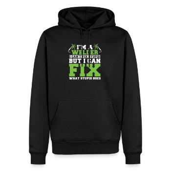Ich Bin Schweißer, Ich Kann Dummheit Nicht Fixen - Männer Premium Bio Hoodie - Schwarz - Vorne - Nico (187cm)