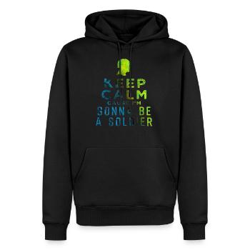 Soldat - Männer Premium Bio Hoodie - Schwarz - Vorne - Nico (187cm)