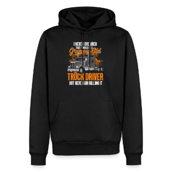 Chauffeur de camion - Sweat à capuche Premium bio Homme - noir - Devant - Nico (187cm)