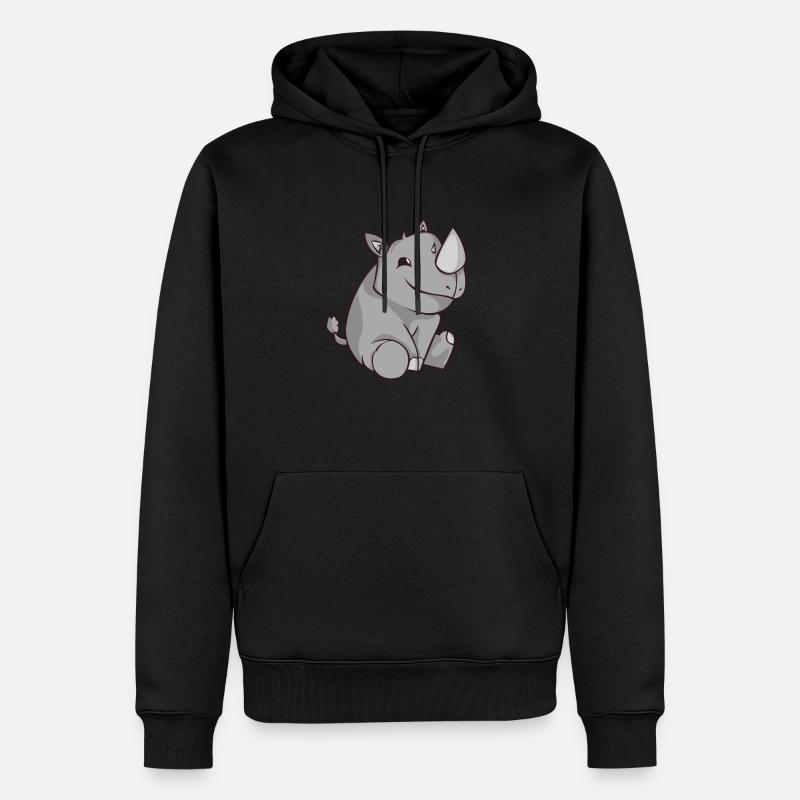 Chibi Comic Rhino Kawaii Joli Cadeau - Sweat à capuche Premium bio Homme - noir