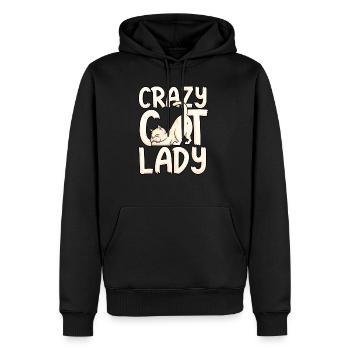 Dame folle chat chaton cadeau maman fille - Sweat à capuche Premium bio Homme - noir - Devant - Nico (187cm)