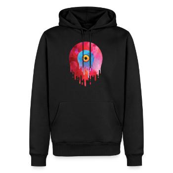 Schmelzende Vinylplatte T-Shirt Oldschool Musik Gr - Männer Premium Bio Hoodie - Schwarz - Vorne - Nico (187cm)
