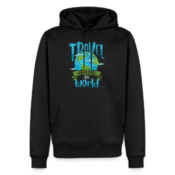 Reisen Globus - Männer Premium Bio Hoodie - Schwarz - Vorne - Nico (187cm)