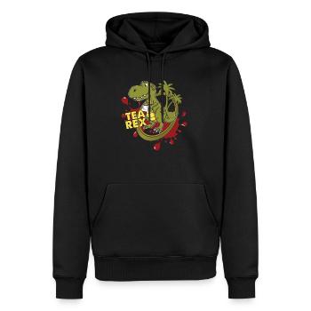 TREX 1 - Männer Premium Bio Hoodie - Schwarz - Vorne - Nico (187cm)