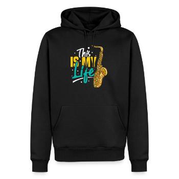 Saxophone Saxophonist - Men’s Premium Organic Hoodie - black - Front - Nico (187cm)