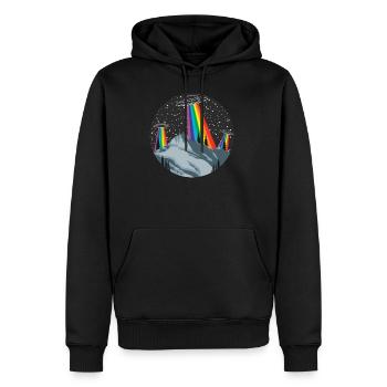 Berge Landschaft Ufo Ausserirdisch - Männer Premium Bio Hoodie - Schwarz - Vorne - Nico (187cm)