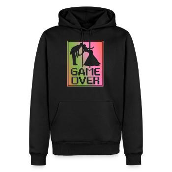 Hochzeit - game over. Das Spiel ist aus. - Männer Premium Bio Hoodie - Schwarz - Vorne - Nico (187cm)