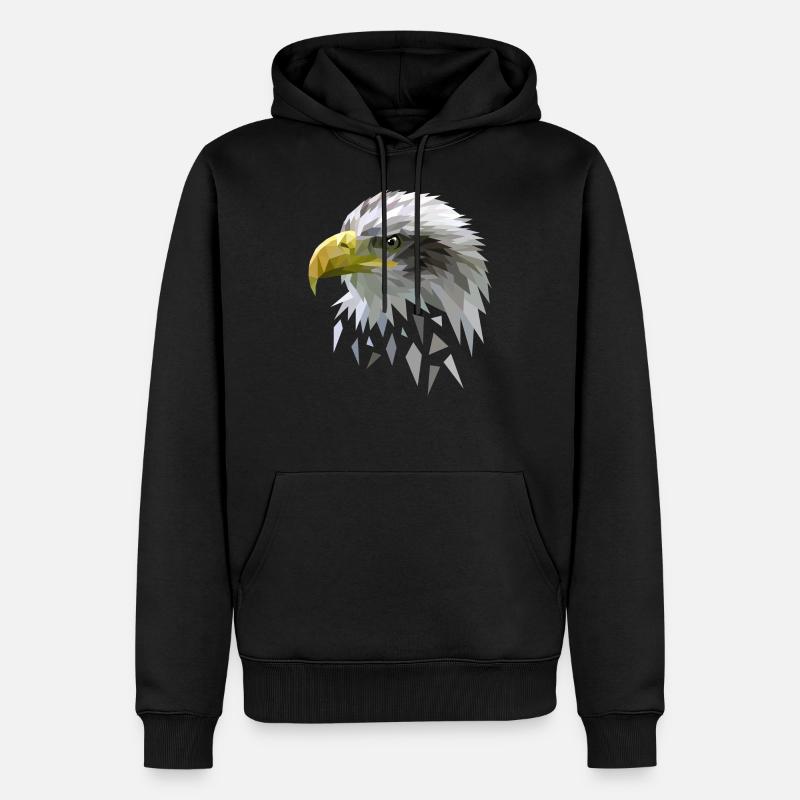 Pygargue à queue blanche low polygones géométriques - Sweat à capuche Premium bio Homme - noir