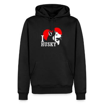 Husky - Männer Premium Bio Hoodie - Schwarz - Vorne - Nico (187cm)