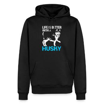 Husky - Men’s Premium Organic Hoodie - black - Front - Nico (187cm)