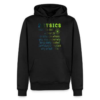 Physik - Männer Premium Bio Hoodie - Schwarz - Vorne - Nico (187cm)