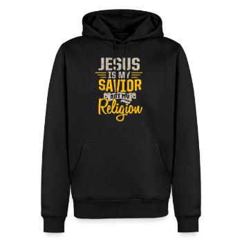 Jésus est mon sauveur T-shirts Paroles chrétiennes - Sweat à capuche Premium bio Homme - noir - Devant - Nico (187cm)