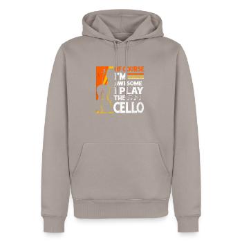 Violoncelle - Sweat à capuche Premium bio Homme - taupe - Devant - Nico (187cm)