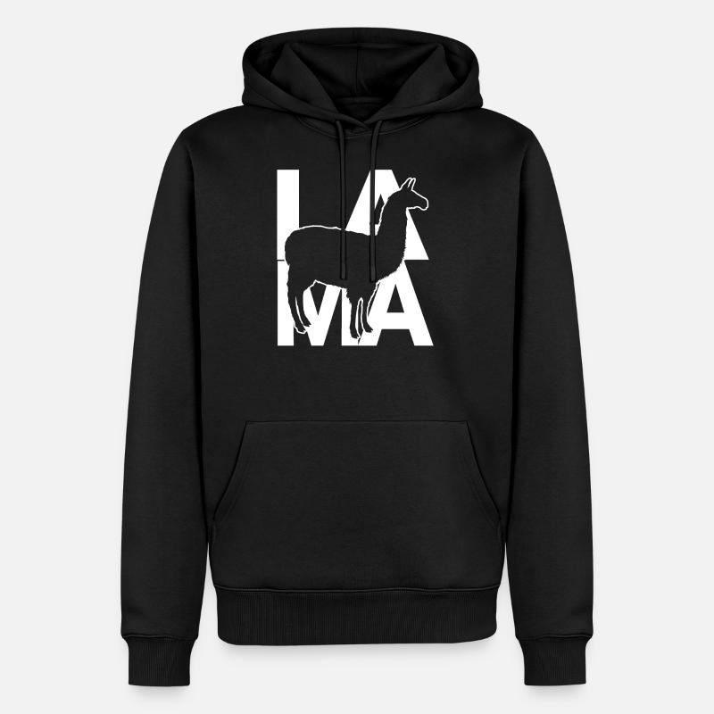 LAMA - Männer Premium Bio Hoodie - Schwarz