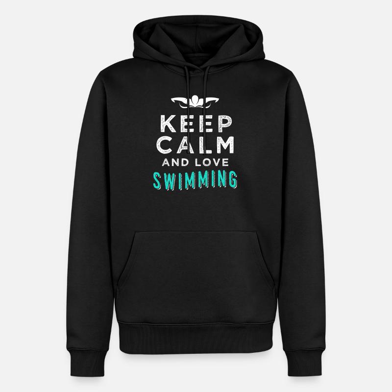 Natation - Sweat à capuche Premium bio Homme - noir