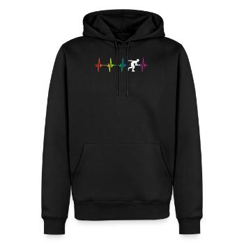 Roller Blade Rainbow Heartbeat - Männer Premium Bio Hoodie - Schwarz - Vorne - Nico (187cm)