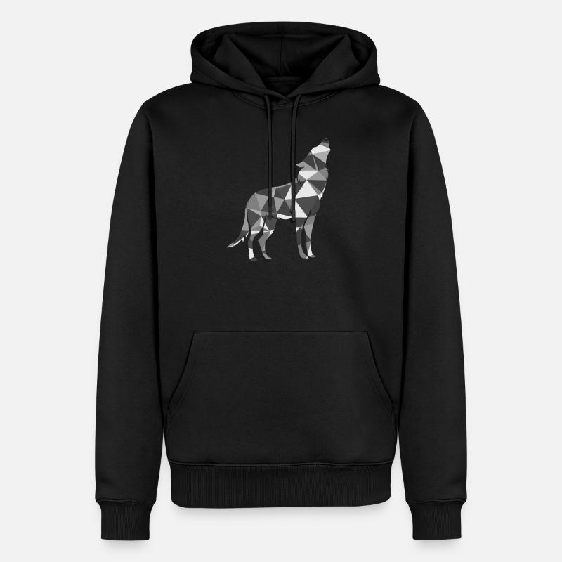 Loup polygone - Sweat à capuche Premium bio Homme - noir