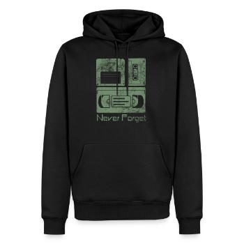 Never Forget Funny Floppy Disk VHS TAPE 80er 90er - Männer Premium Bio Hoodie - Schwarz - Vorne - Nico (187cm)