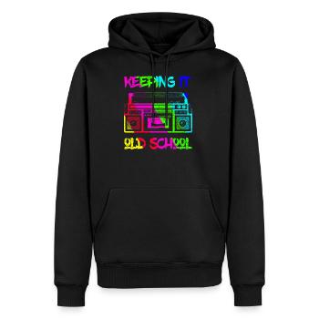 La radio musicale Boombox des années 80 de Keeping It Old School - Sweat à capuche Premium bio Homme - noir - Devant - Nico (187cm)