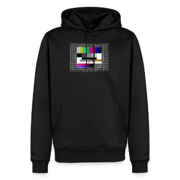 Testbild Sendepause 80's 80er TV Fernsehen - Männer Premium Bio Hoodie - Schwarz - Vorne - Nico (187cm)