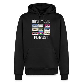 Kassette 80's Musik Playlist - Männer Premium Bio Hoodie - Schwarz - Vorne - Nico (187cm)