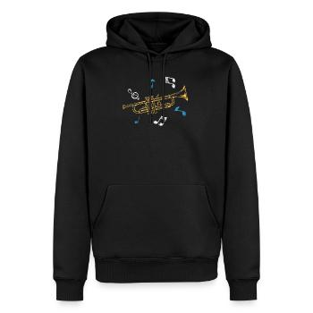 Trompette - Sweat à capuche Premium bio Homme - noir - Devant - Nico (187cm)