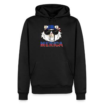4. Juli Unabhängigkeitstag USA Merica Katze - Männer Premium Bio Hoodie - Schwarz - Vorne - Nico (187cm)