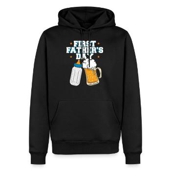 Erster Vater Vatertag Papa Dad Bier Geschenk - Männer Premium Bio Hoodie - Schwarz - Vorne - Nico (187cm)