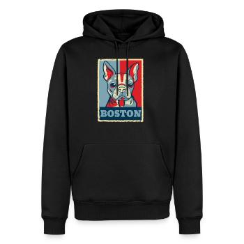 Boston Terrier Dog Retro Vintage Obama Gift - Men’s Premium Organic Hoodie - black - Front - Nico (187cm)