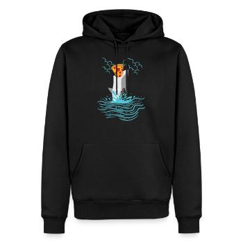 Requin poisson pizza océan créatures marines animaux drôles - Sweat à capuche Premium bio Homme - noir - Devant - Nico (187cm)