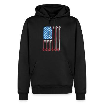 Lacrosse Lacross Lacrossespieler USA Flagge - Männer Premium Bio Hoodie - Schwarz - Vorne - Nico (187cm)