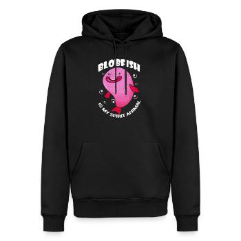Blobfisch - Männer Premium Bio Hoodie - Schwarz - Vorne - Nico (187cm)